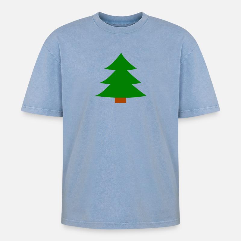 Weihnachtsbaum Silhouette - Oversized Unisex Premium Acid-Washed T-Shirt - Blau Acid Wash