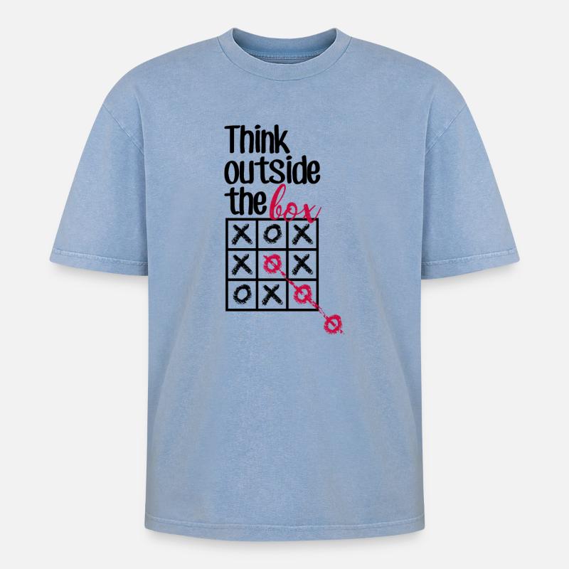 Pink Box Chain-Skript - Oversized Unisex Premium Acid-Washed T-Shirt - Blau Acid Wash