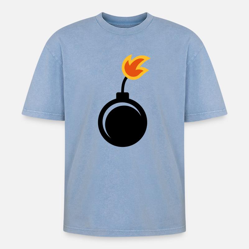 Bombe - Oversized Unisex Premium Acid-Washed T-Shirt - Blau Acid Wash