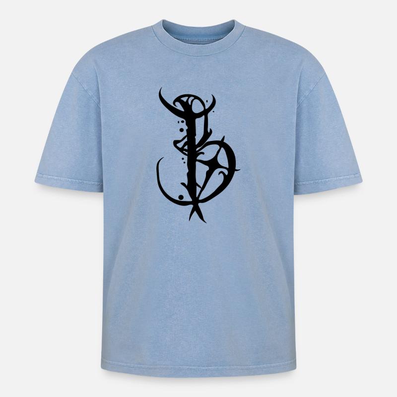 B - Oversized Unisex Premium Acid-Washed T-Shirt - Blau Acid Wash
