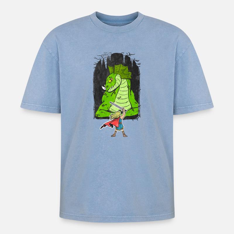 Siegfried - Oversized Unisex Premium Acid-Washed T-Shirt - Blau Acid Wash