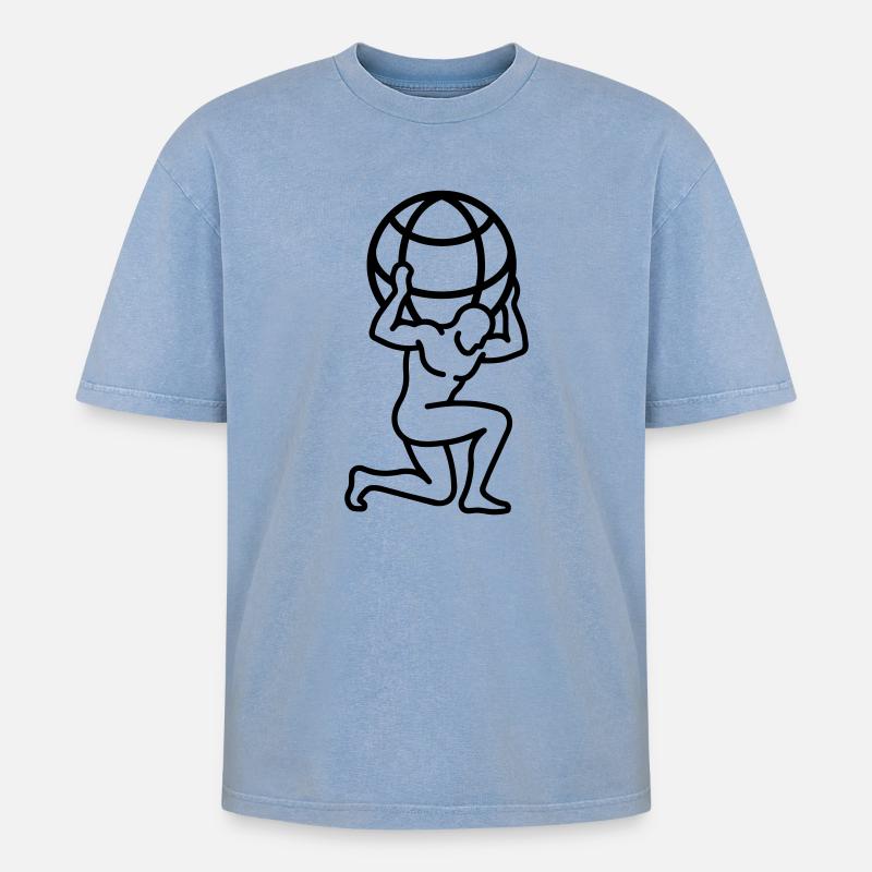 globe - T-shirt Premium unisexe oversize acid-washed - bleu délavé acide