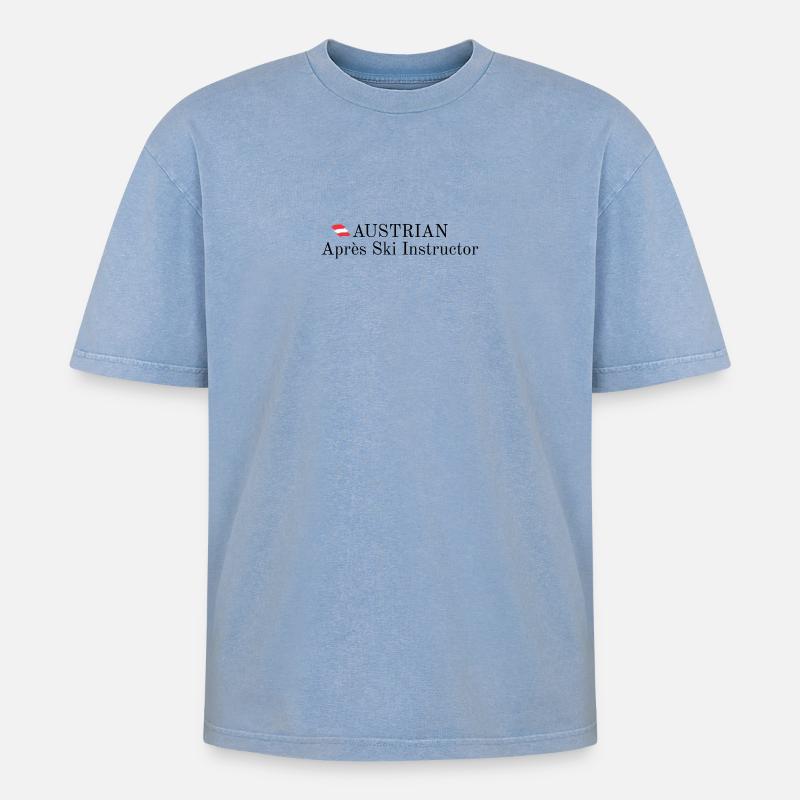 Austrian Apres Ski Instructor - Oversized Unisex Premium Acid-Washed T-Shirt - Blau Acid Wash