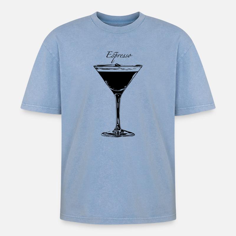 Espresso Martini - Oversized Unisex Premium Acid-Washed T-Shirt - Blau Acid Wash