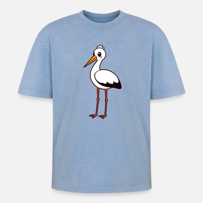 Storch - Oversized Unisex Premium Acid-Washed T-Shirt - Blau Acid Wash