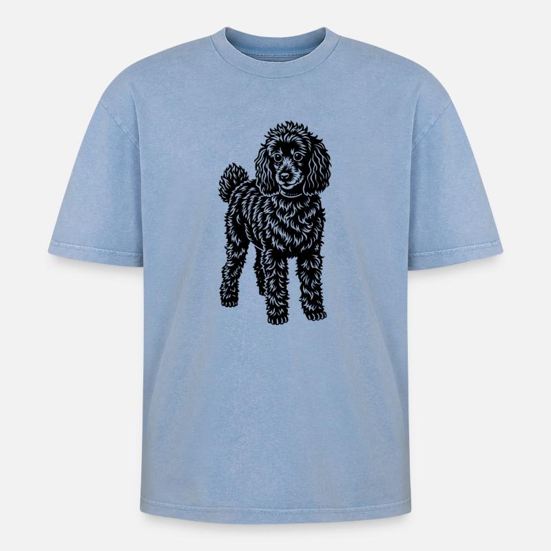 Pudel - Oversized Unisex Premium Acid-Washed T-Shirt - Blau Acid Wash