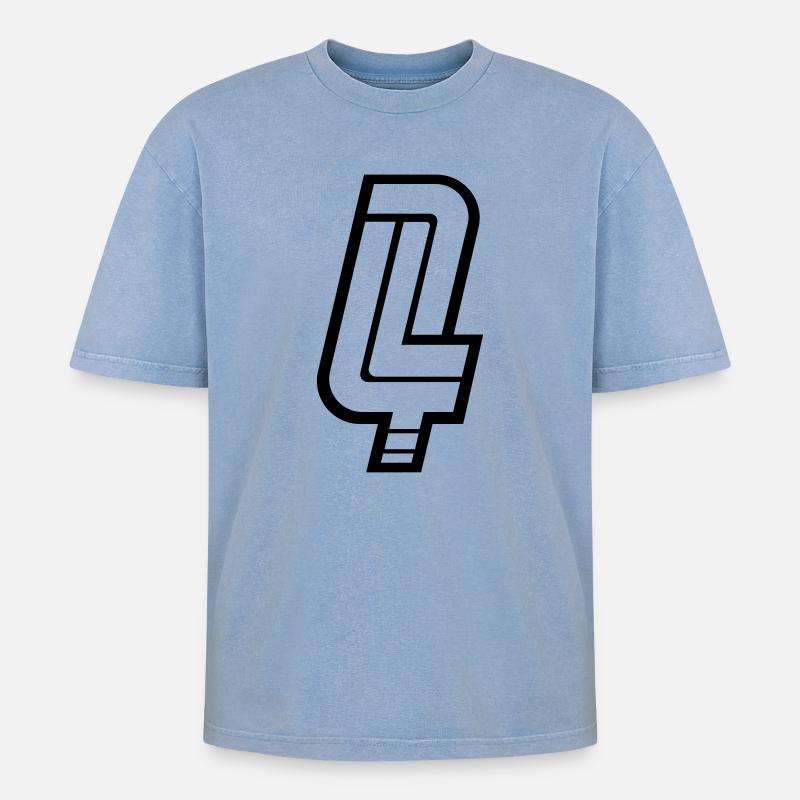 4LEBEN - Oversized Unisex Premium Acid-Washed T-Shirt - Blau Acid Wash