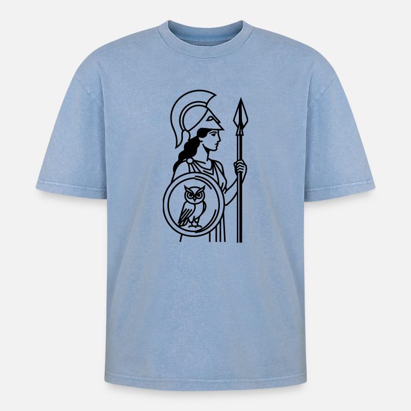 Athéna - T-shirt Premium unisexe oversize acid-washed - bleu délavé acide