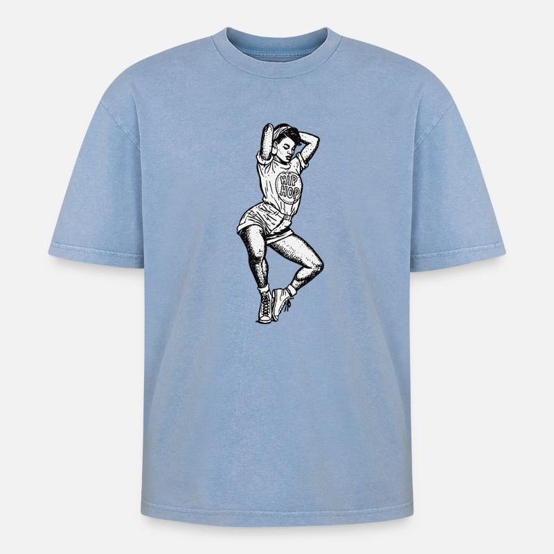Danseuse #16 - T-shirt Premium unisexe oversize acid-washed - bleu délavé acide