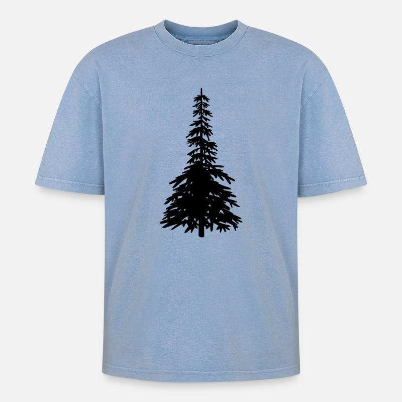 Tannenbaum - Oversized Unisex Premium Acid-Washed T-Shirt - Blau Acid Wash