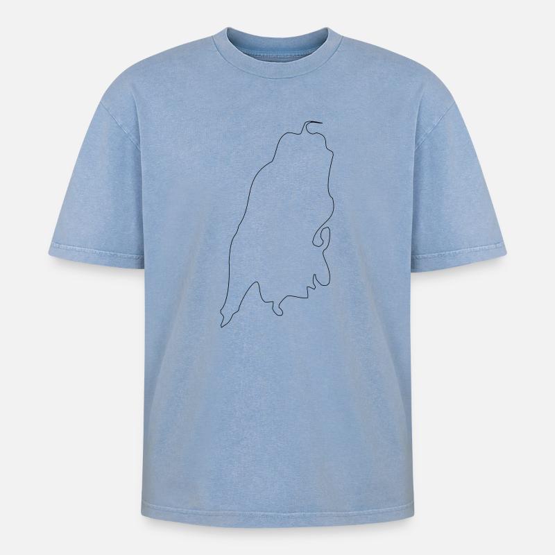 Lefkada - Oversized Unisex Premium Acid-Washed T-Shirt - Blau Acid Wash