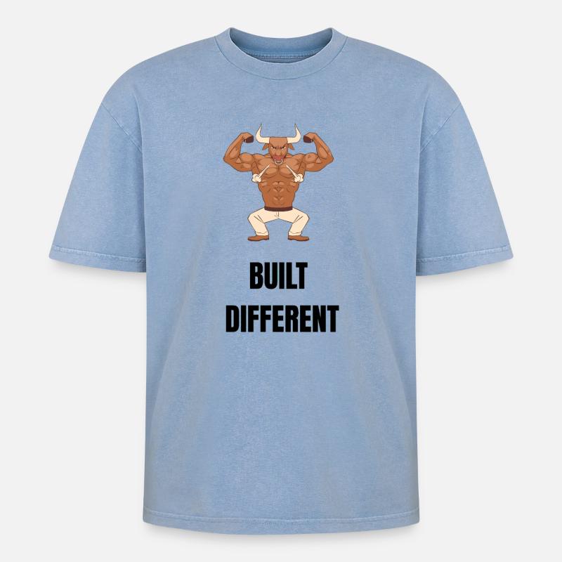 Construit différemment - T-shirt Premium unisexe oversize acid-washed - bleu délavé acide