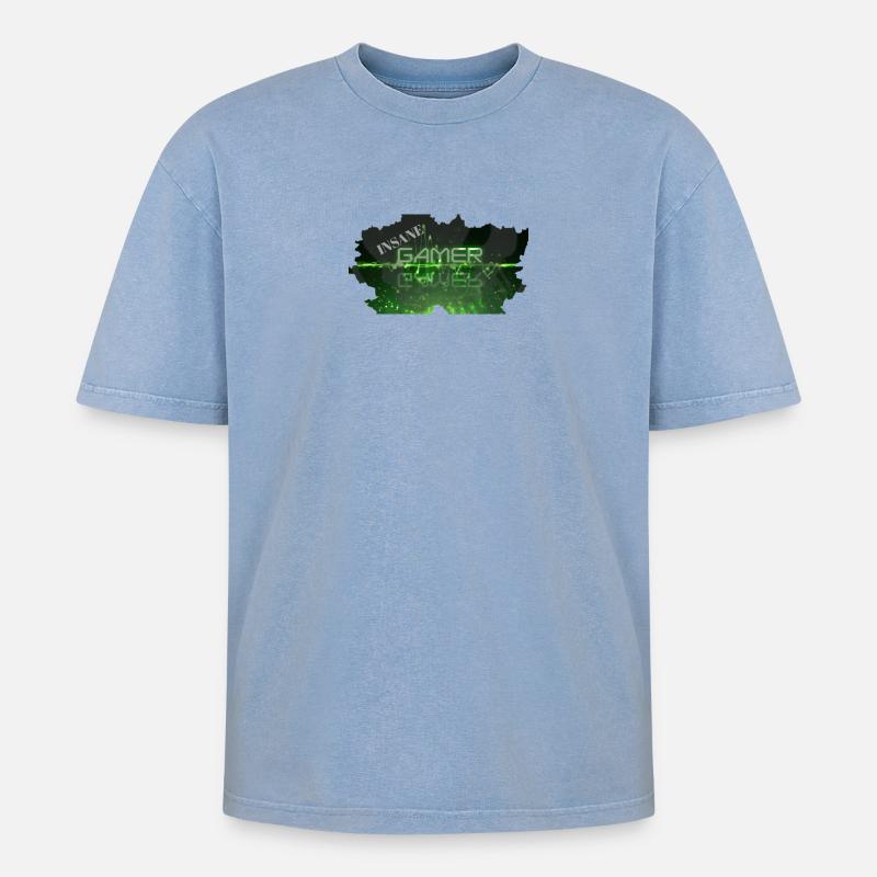 Insane - Oversized Unisex Premium Acid-Washed T-Shirt - Blau Acid Wash