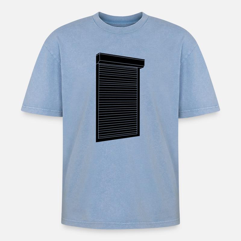 Rollläden - Oversized Unisex Premium Acid-Washed T-Shirt - Blau Acid Wash