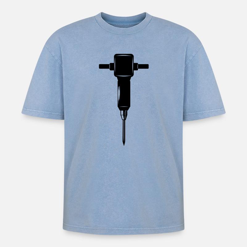 Krikhamer oder Presslufthammer - Oversized Unisex Premium Acid-Washed T-Shirt - Blau Acid Wash