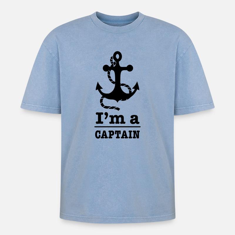 capitaine - T-shirt Premium unisexe oversize acid-washed - bleu délavé acide