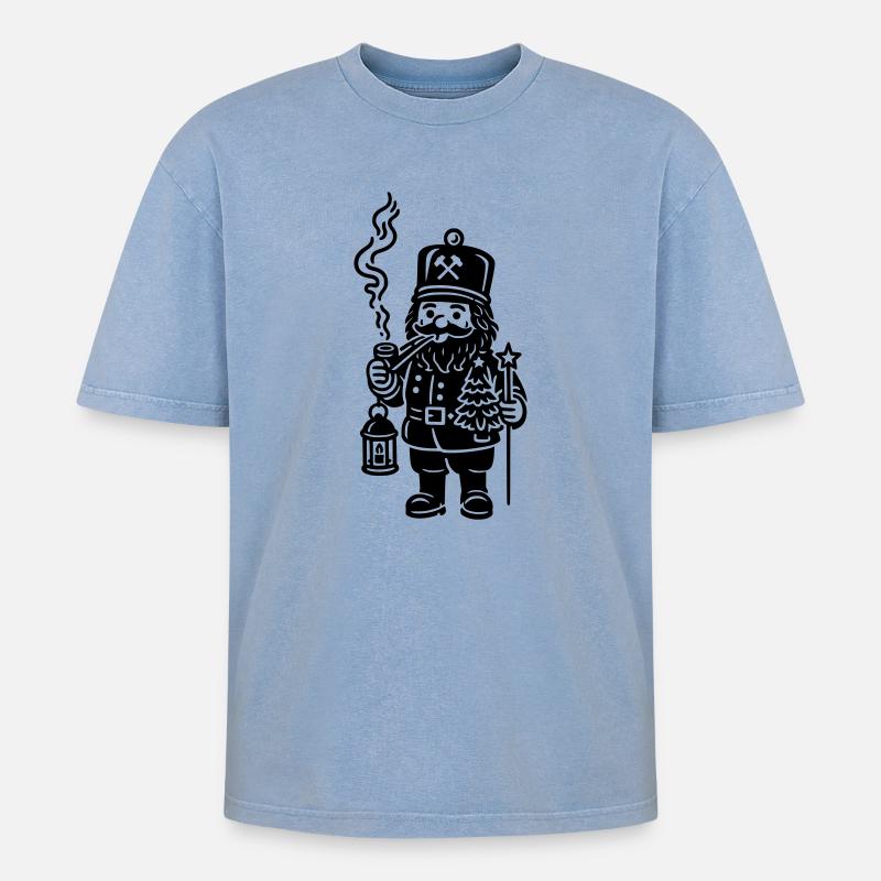 bergmann räuchermann - Oversized Unisex Premium Acid-Washed T-Shirt - Blau Acid Wash