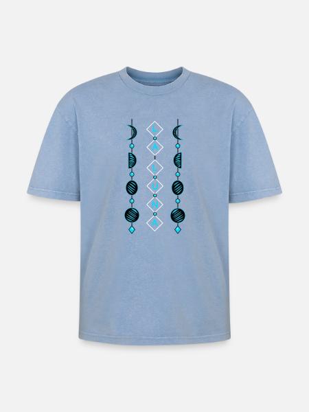 Moon phases - Oversized Unisex Premium Acid-Washed T-Shirt - acid washed blue