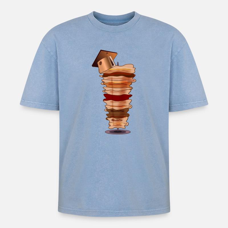 DÖNER KEBAB ABSCHLUSS STUDIUM - Oversized Unisex Premium Acid-Washed T-Shirt - Blau Acid Wash