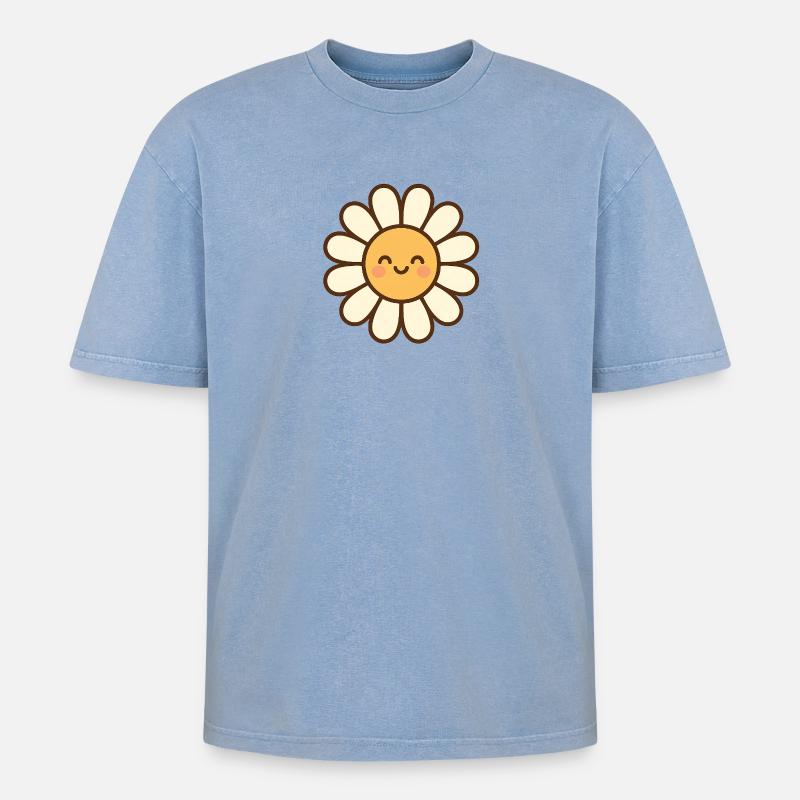 Daisy Strahlendes Lächeln - Oversized Unisex Premium Acid-Washed T-Shirt - Blau Acid Wash