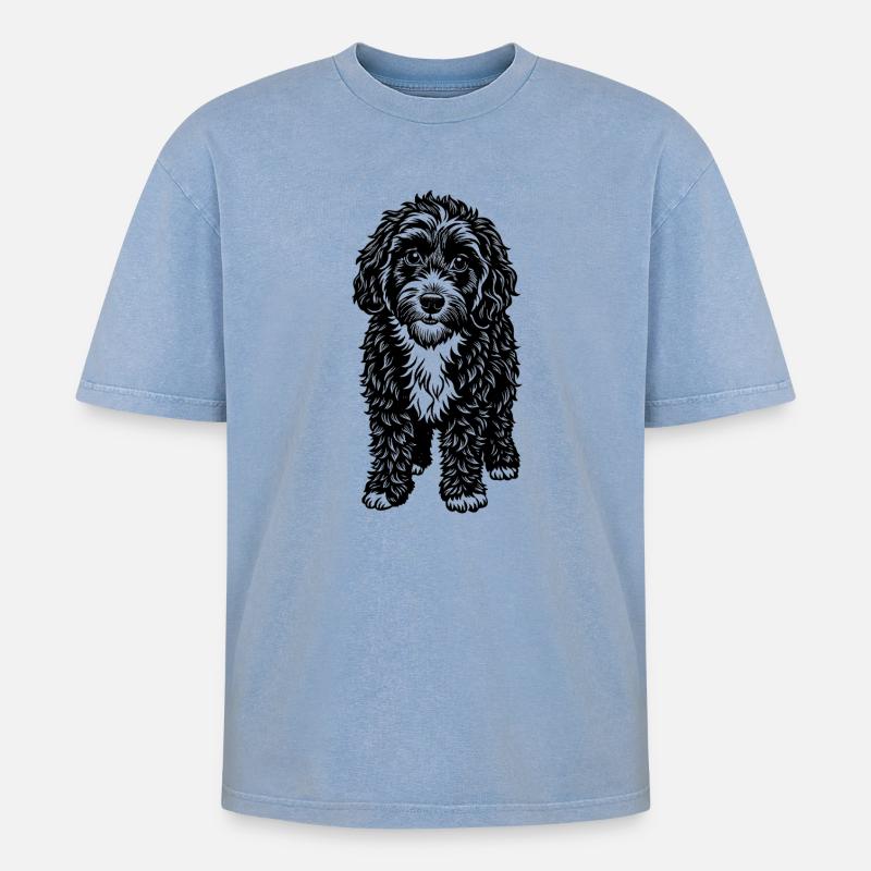 Cockapoo - Oversized Unisex Premium Acid-Washed T-Shirt - Blau Acid Wash