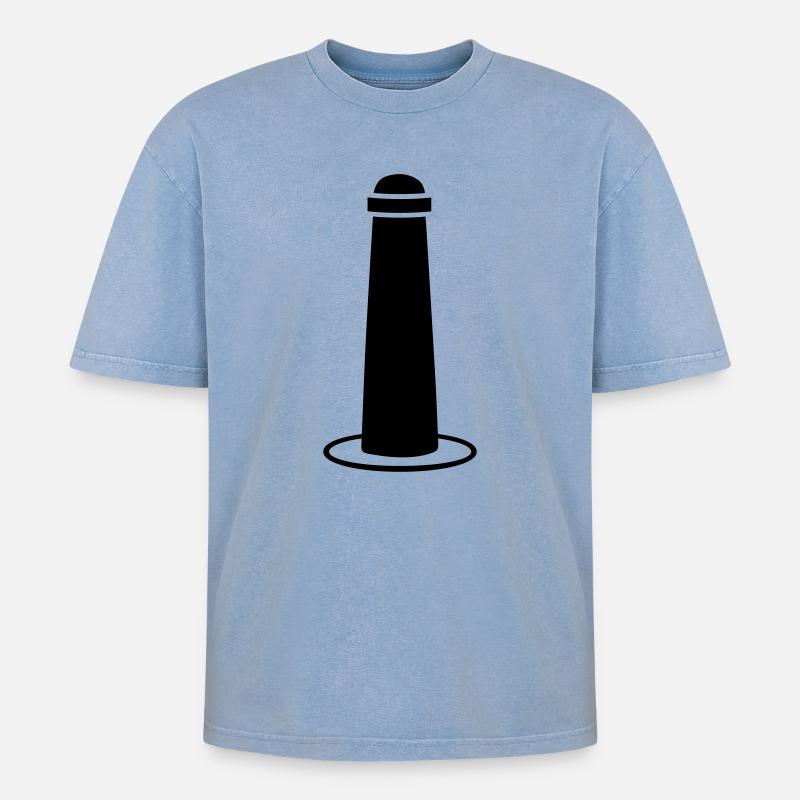 Straßenpoller - Oversized Unisex Premium Acid-Washed T-Shirt - Blau Acid Wash