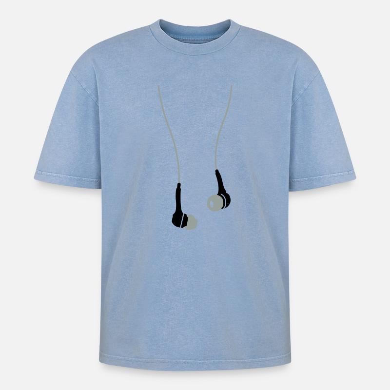 Écouteurs - T-shirt Premium unisexe oversize acid-washed - bleu délavé acide