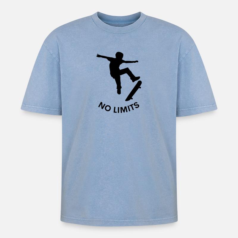 No Limits – Skateboard Dreams - Oversized Unisex Premium Acid-Washed T-Shirt - Blau Acid Wash