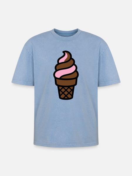 Softeis Eiswaffel Logo - Oversized Unisex Premium Acid-Washed T-Shirt - acid washed blue