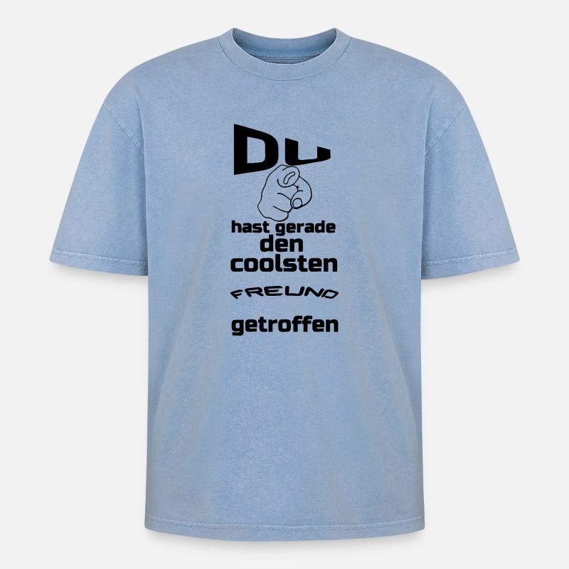 Coolster Freund Geschenk - Oversized Unisex Premium Acid-Washed T-Shirt - Blau Acid Wash