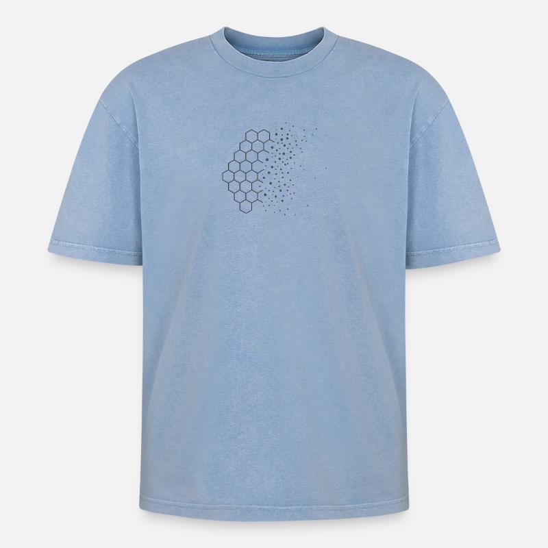 Entropy Drift – Physik Design - Oversized Unisex Premium Acid-Washed T-Shirt - Blau Acid Wash