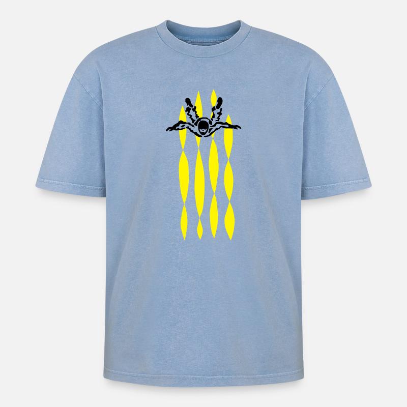 skydive - Oversized Unisex Premium Acid-Washed T-Shirt - Blau Acid Wash