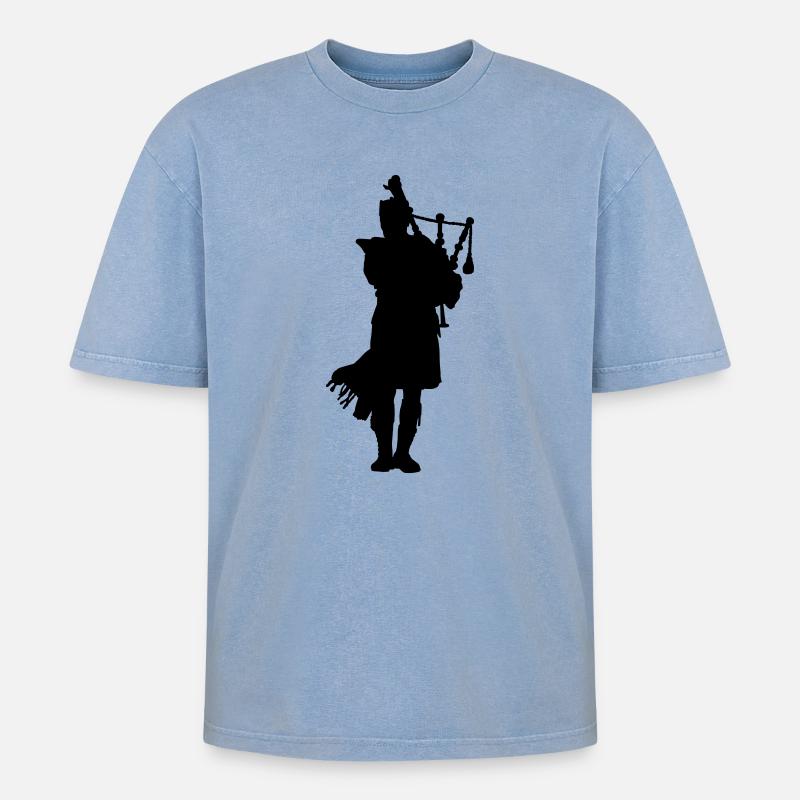Schotte - Oversized Unisex Premium Acid-Washed T-Shirt - Blau Acid Wash