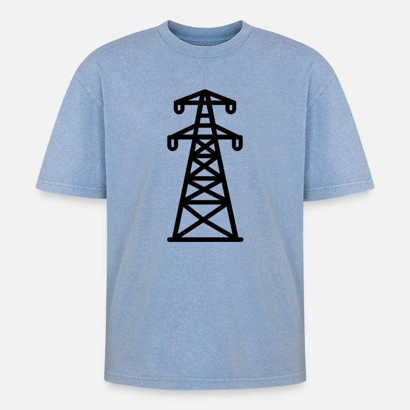 Strommast - Oversized Unisex Premium Acid-Washed T-Shirt - Blau Acid Wash