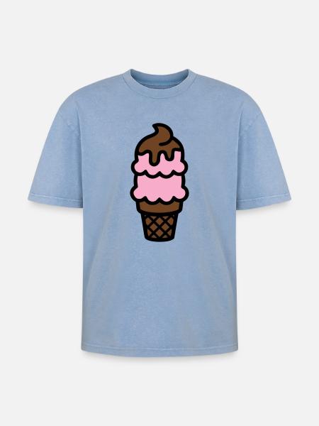 Eiswaffel Eiscreme Icon - Oversized Unisex Premium Acid-Washed T-Shirt - acid washed blue