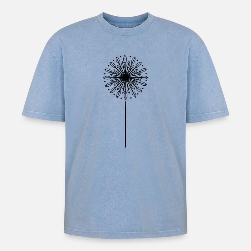 Pusteblume Löwenzahn - Oversized Unisex Premium Acid-Washed T-Shirt - Blau Acid Wash
