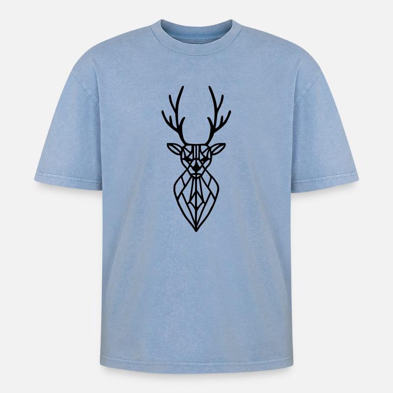 Hirschkopf - T-shirt Premium unisexe oversize acid-washed - bleu délavé acide