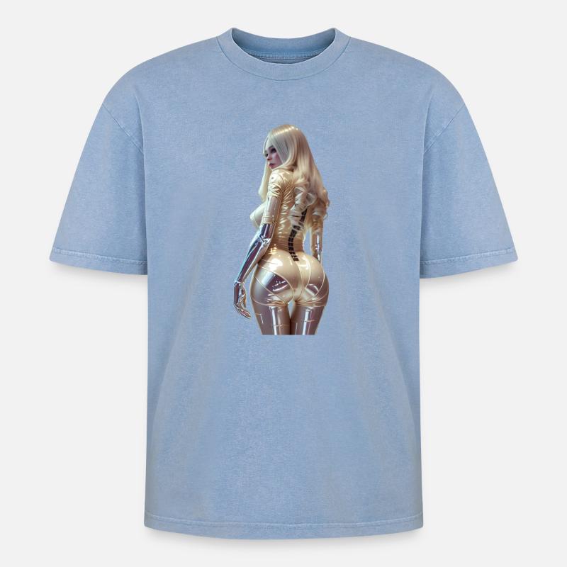 Cogito 01 (without text) - Oversized Unisex Premium Acid-Washed T-Shirt - acid washed blue