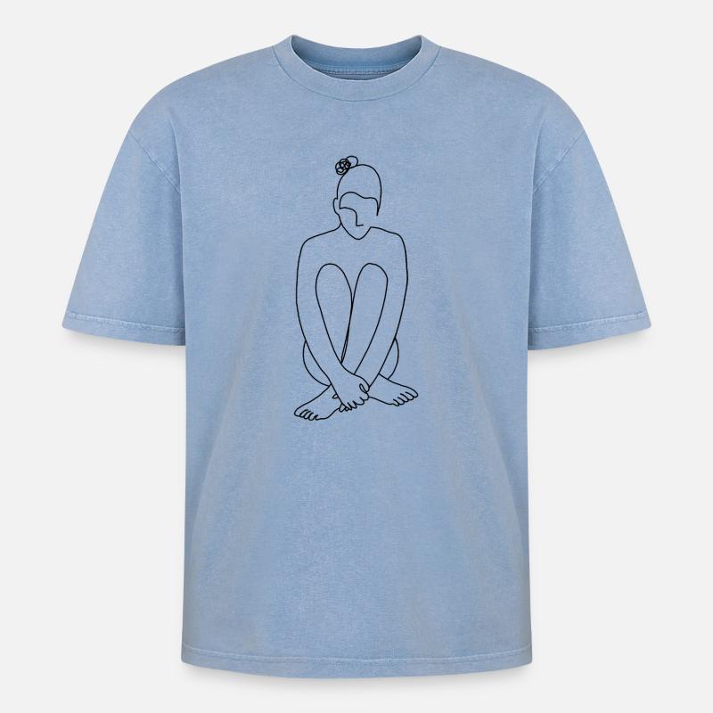 Inside - Oversized Unisex Premium Acid-Washed T-Shirt - Blau Acid Wash