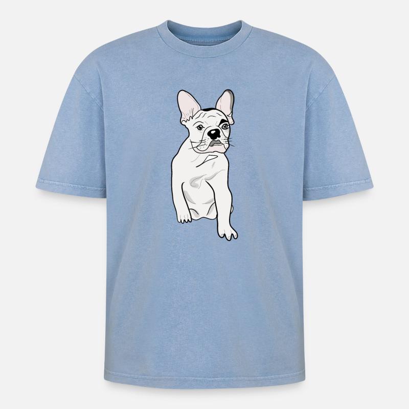 SÜSSER MOPS - Oversized Unisex Premium Acid-Washed T-Shirt - Blau Acid Wash