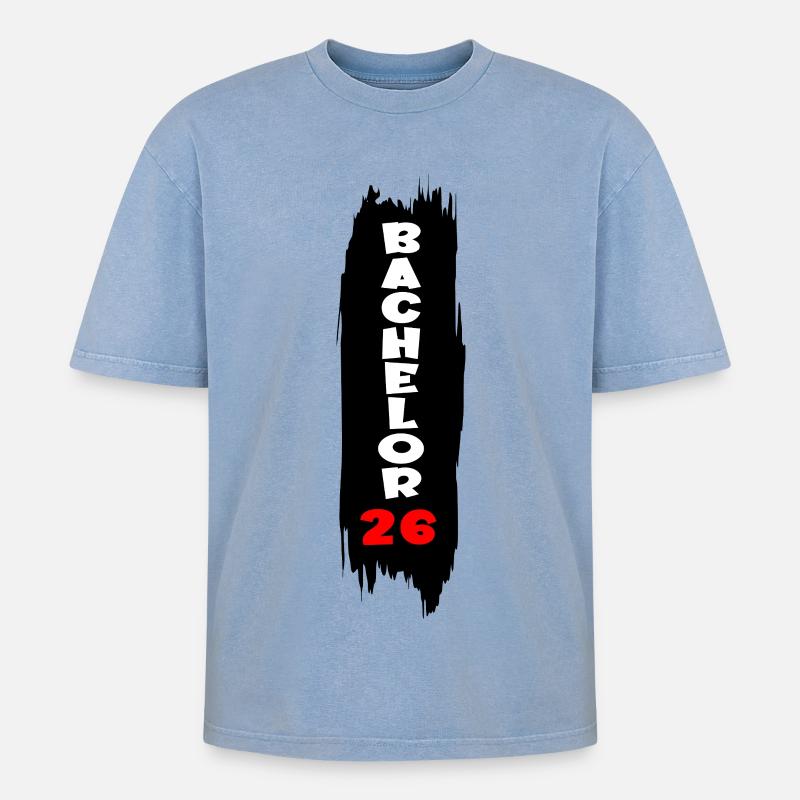Studium Abschluss 2026 Bachelor - Oversized Unisex Premium Acid-Washed T-Shirt - Blau Acid Wash
