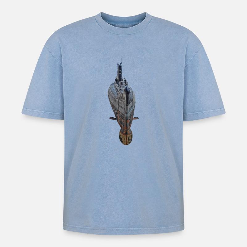 U-boot - Oversized Unisex Premium Acid-Washed T-Shirt - Blau Acid Wash