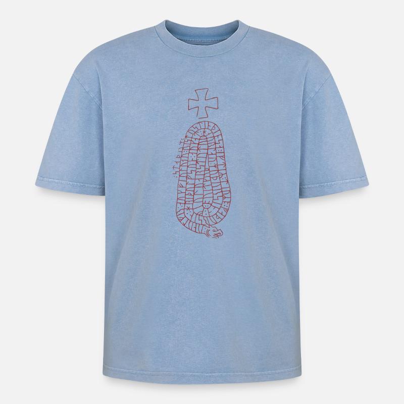 RUNSTEN, JÄRVSÖ - Oversized Unisex Premium Acid-Washed T-Shirt - Blau Acid Wash
