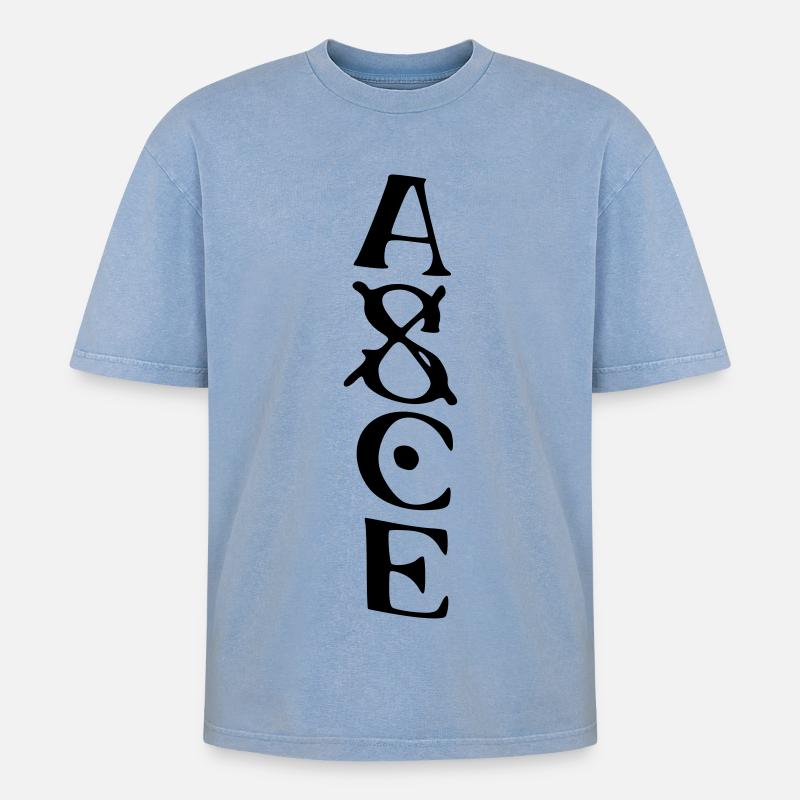 asce - Oversized Unisex Premium Acid-Washed T-Shirt - Blau Acid Wash