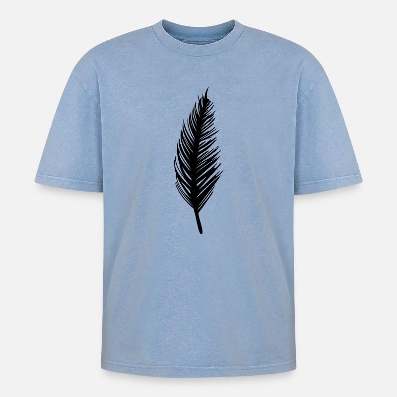 feather - Oversized Unisex Premium Acid-Washed T-Shirt - acid washed blue