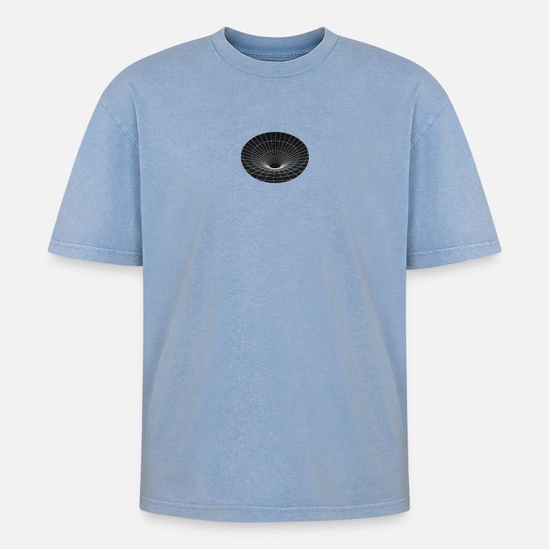 Vortex-Gitter Wurmloch - Oversized Unisex Premium Acid-Washed T-Shirt - Blau Acid Wash