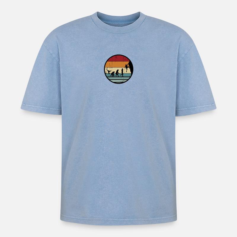 Evolution Climber Retro Circle - T-shirt Premium unisexe oversize acid-washed - bleu délavé acide