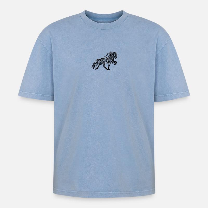 Mandala Tölter - Oversized Unisex Premium Acid-Washed T-Shirt - Blau Acid Wash