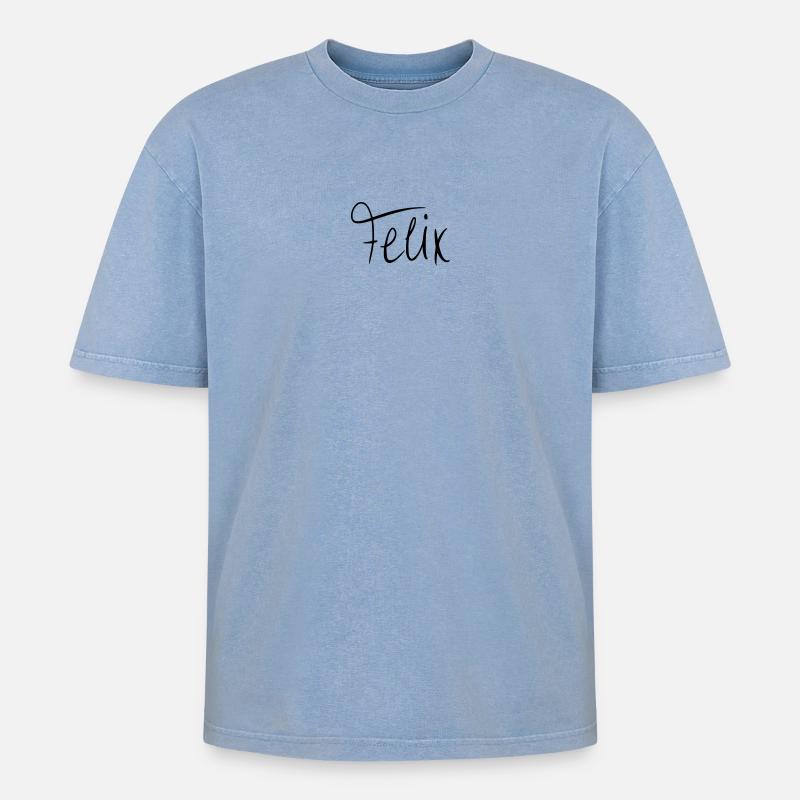 Felix - Oversized Unisex Premium Acid-Washed T-Shirt - Blau Acid Wash
