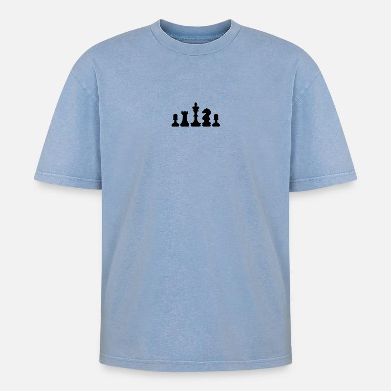 Schach - Oversized Unisex Premium Acid-Washed T-Shirt - Blau Acid Wash